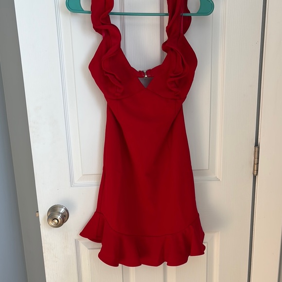 Red Ruffle Sleeveless Dress - Picture 3 of 6